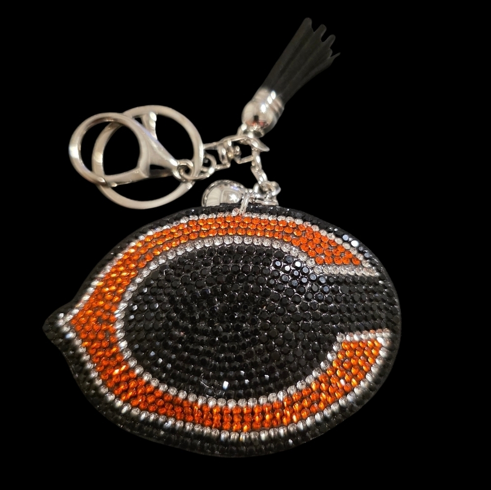 Chicago Bears Rhinestone Bag Charm Keychain